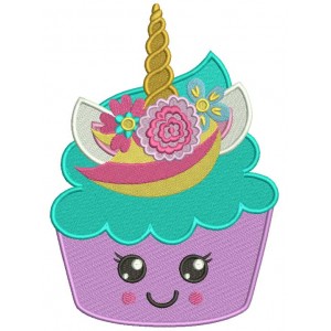 Unicorn Cupcake Filled Machine Embroidery Design Digitized Pattern